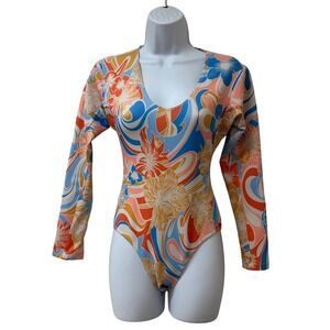 Seea Long Sleeve Harper Surf Suit One Piece Swimsuit Retro Floral Psychedelic M